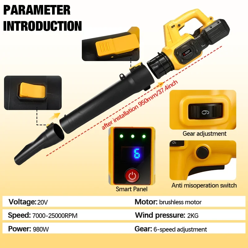 Cordless Leaf Blower Brushless 20V - Penyedot Debu Elektrik Tanpa Kabel, Alat