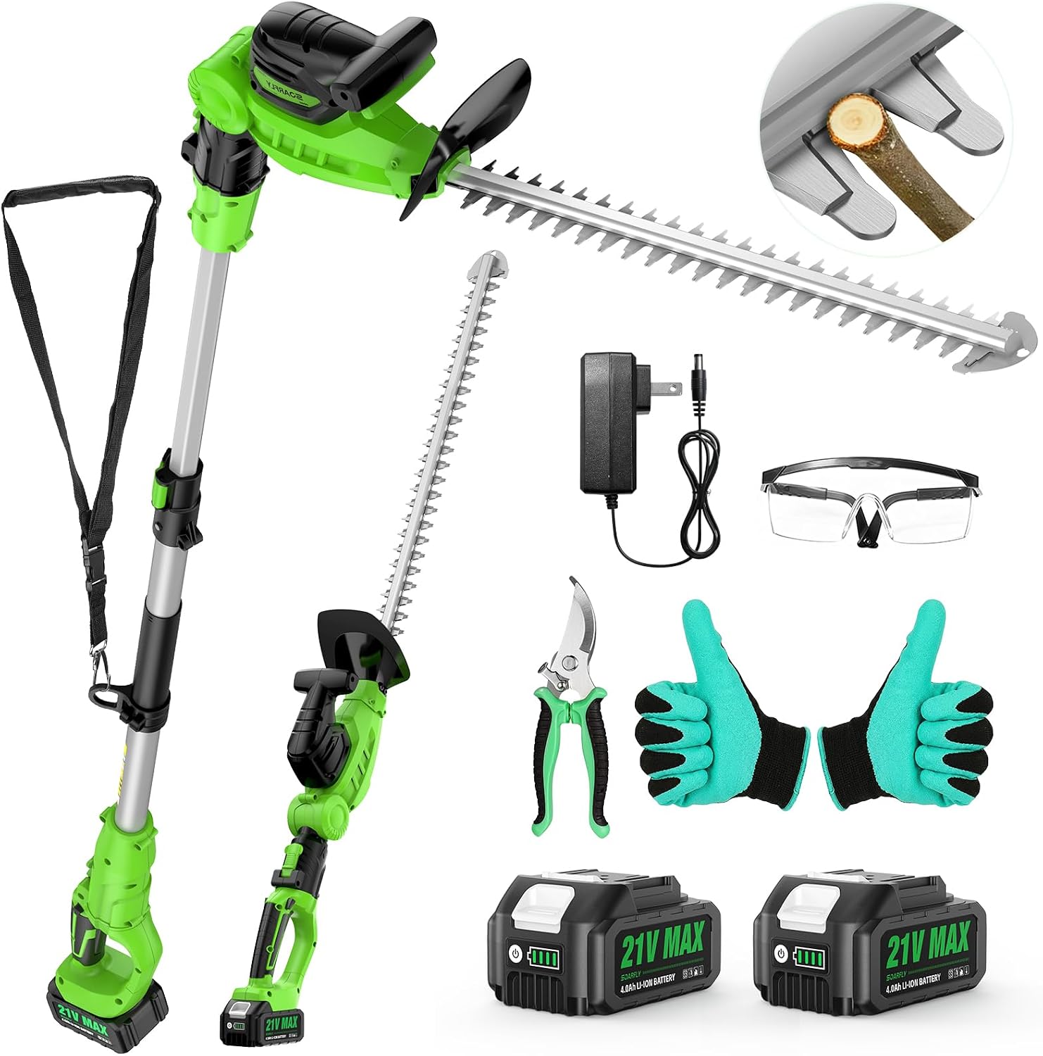 Cordless Hedge Trimmer Pole 2 In 1 - Pemangkas pagar tanpa kabel, model 2-in-1,