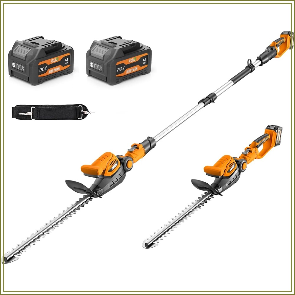 Cordless Hedge Trimmer Pole 2 In 1 - Pemangkas Tanaman 2-in-1 Tanpa Kabel, Tiang