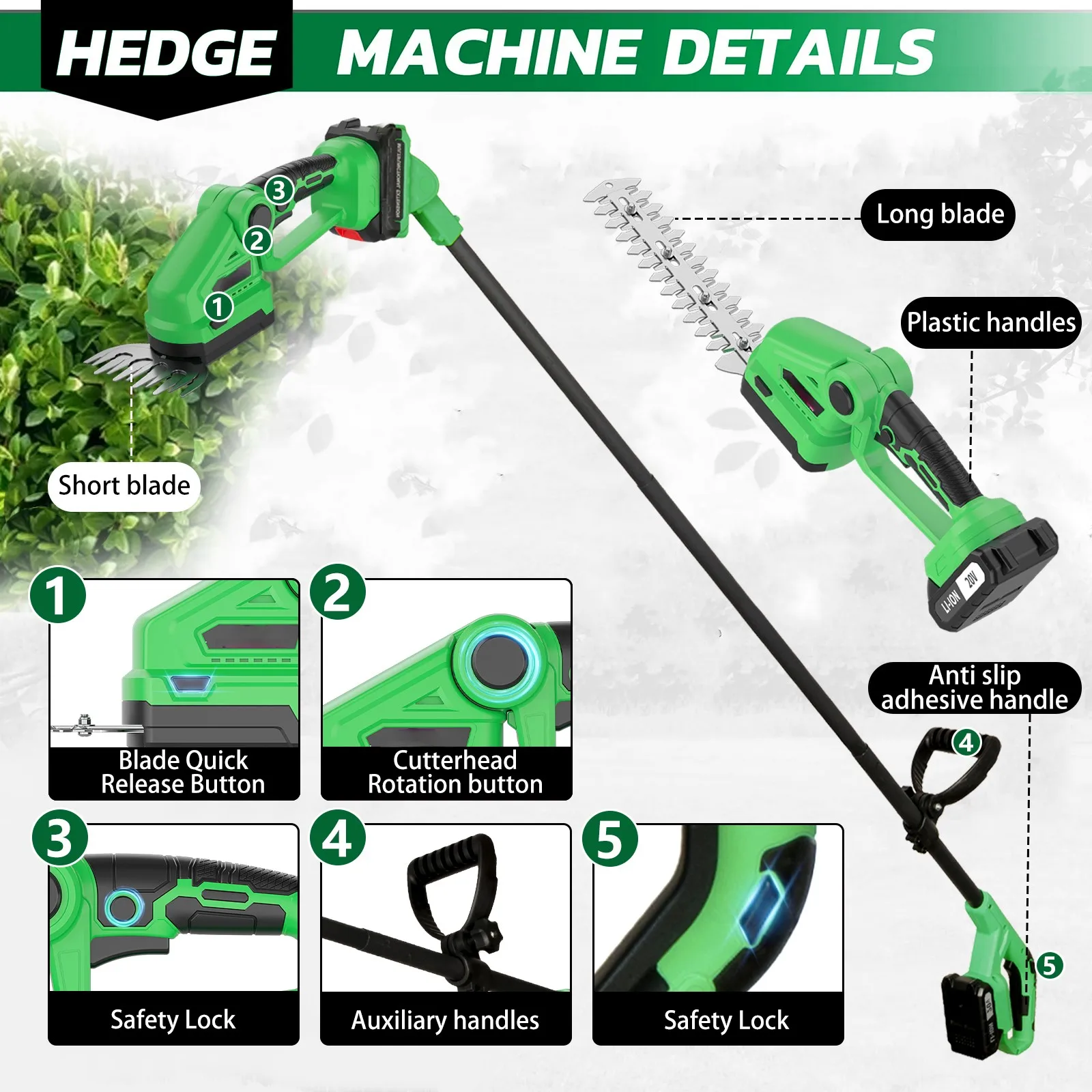 Pemangkas Tanaman Tanpa Kabel  - Cordless Hedge Trimmer Pole 2 In 1 ulasan dan harga