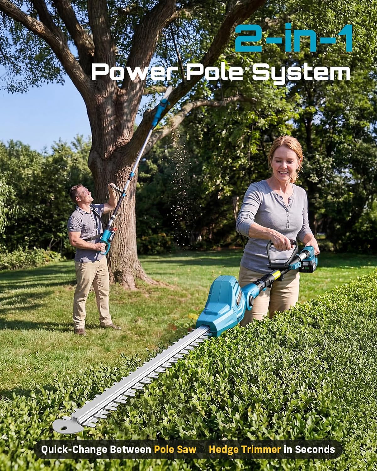 Set Gergaji Tiang dan Pemangka - Cordless Hedge Trimmer Pole 2 In 1 ulasan dan harga