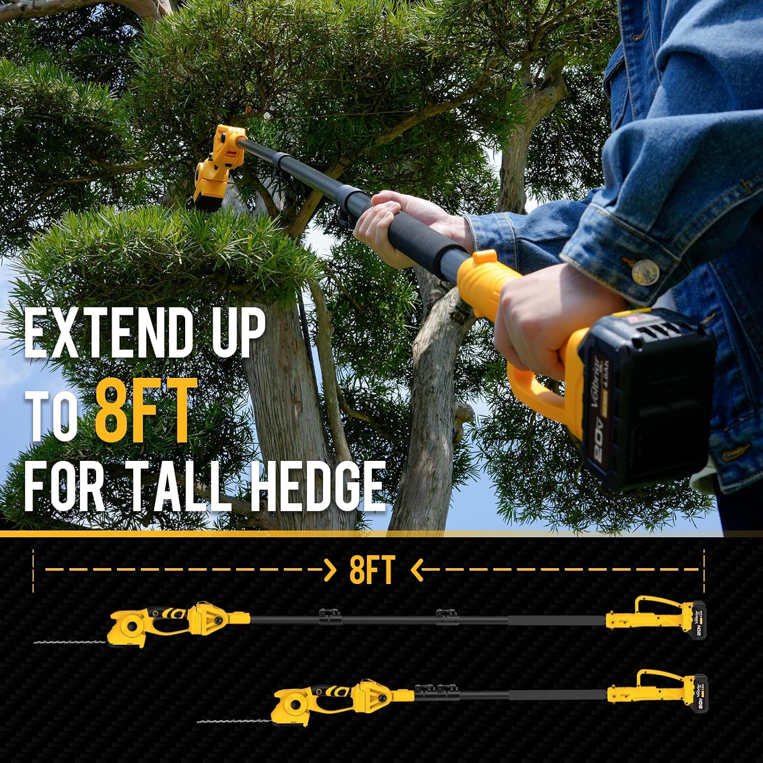 Pemangkas Pagar & Pemotong Rum - Cordless Hedge Trimmer Pole 2 In 1 ulasan dan harga