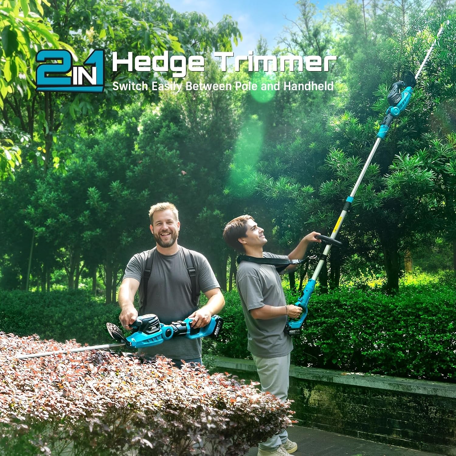 Alat Pemangkas Semak 2-in-1, D - Cordless Hedge Trimmer Pole 2 In 1 ulasan dan harga