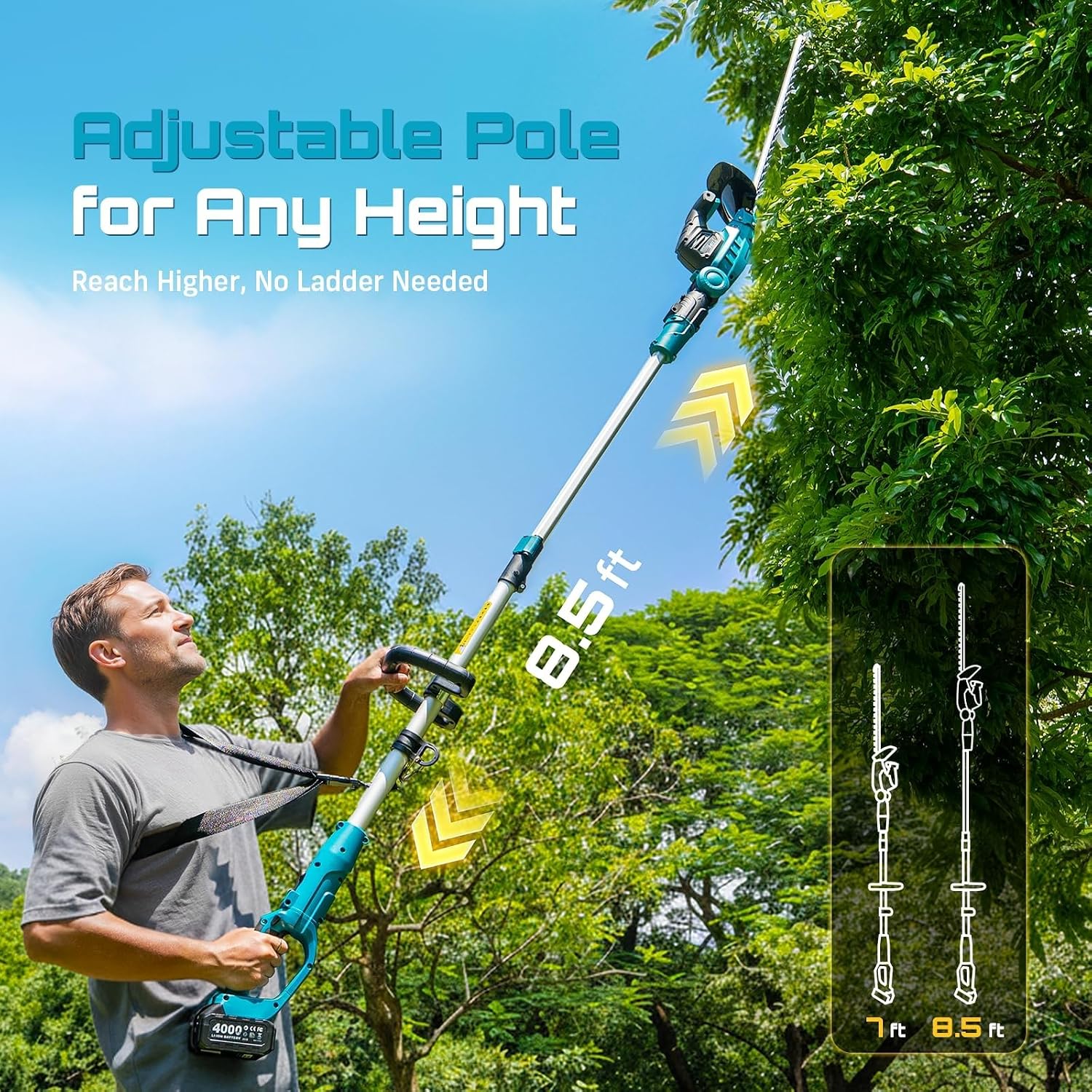 Alat Pemangkas Semak 2-in-1, D - Cordless Hedge Trimmer Pole 2 In 1 ulasan dan harga